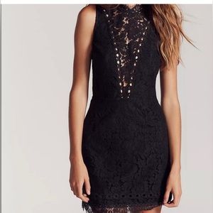 Saylor x Free people Cherie Black Lace Open Back Mini dress